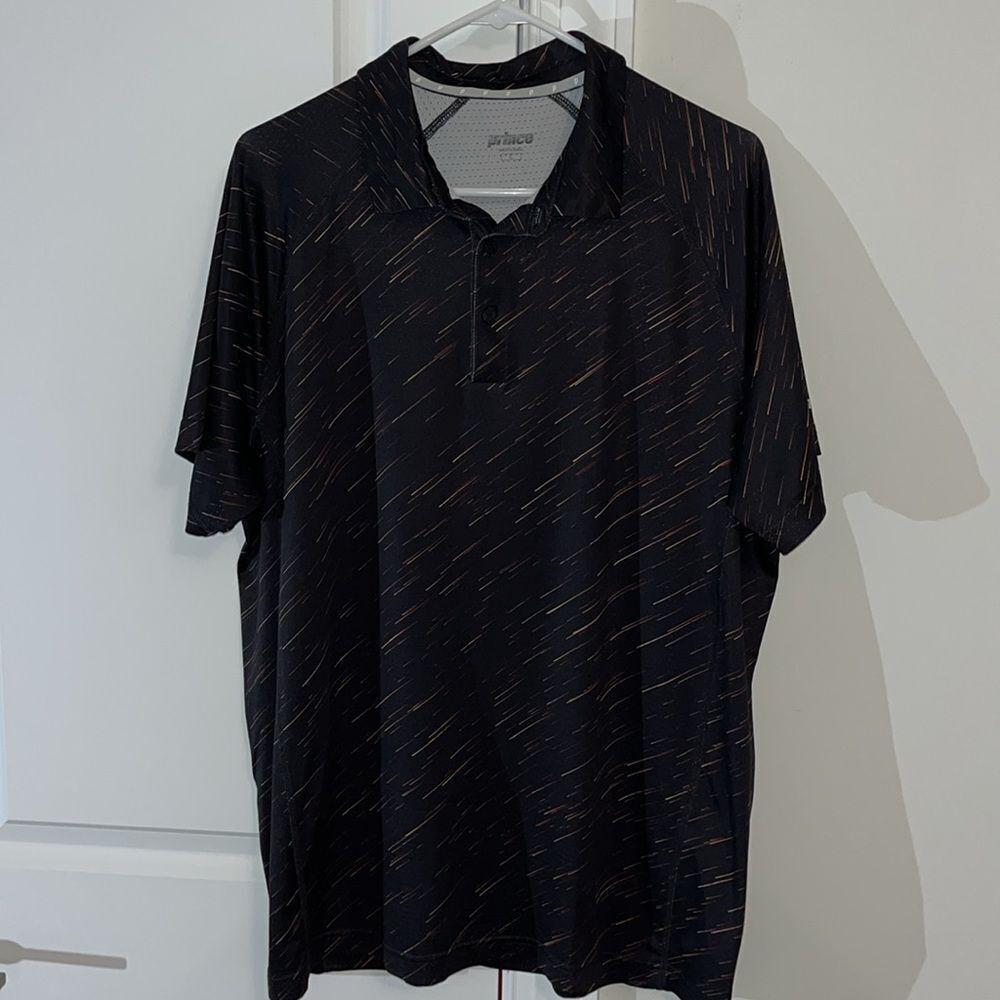 Meteor Stripe 100% PRINCE UV protection tennis court polo shirt men’s L